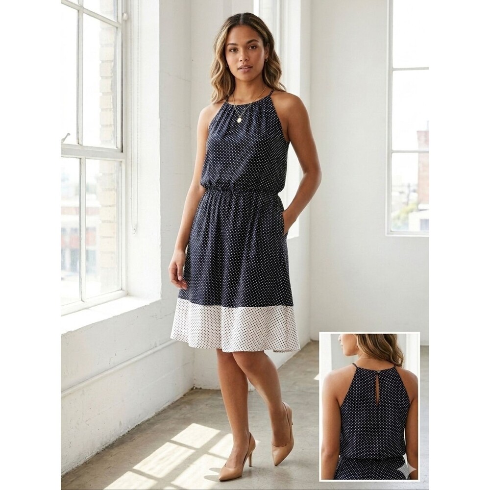 Maurices Black & White Polka Dot Blouson Whimsygoth Modest Dress Size S